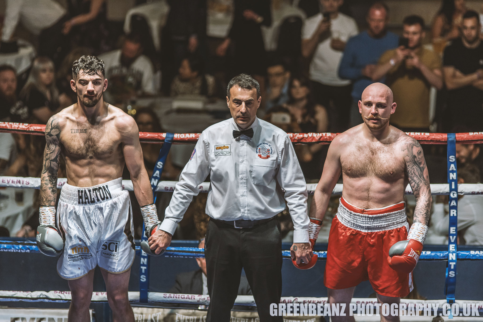 Nathan Halton waits to have his hand raised with Lewis Van Poetsch 2019